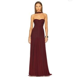 Deme by Gabriella Berta gown in Elegant Burgundy Strapless Evening Gown